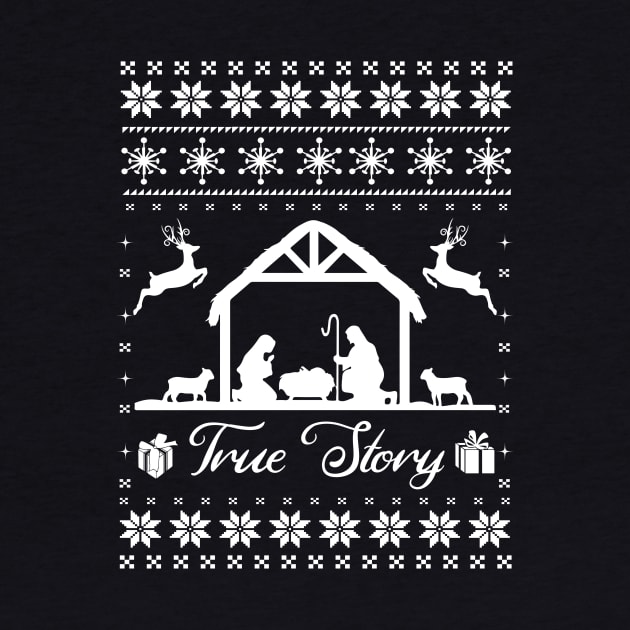 Christmas Nativity Christ True Story Nativity Scene Ugly Sweater by nvqdesigns
